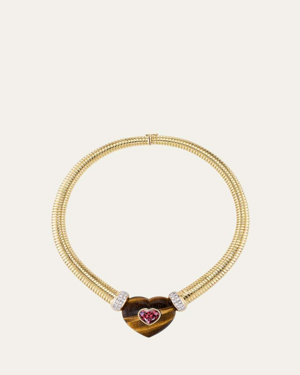 Tiger Heart Necklace with Zircon and Diamonds